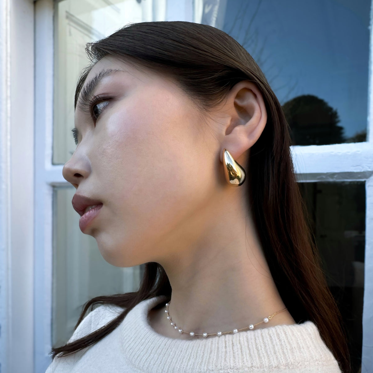 Burren jewellery 18k gold plate ying and yang chunky statement dome earrings 