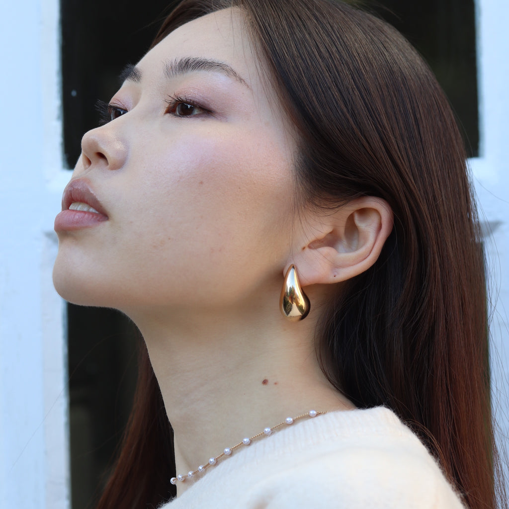 Burren jewellery 18k gold plate ying and yang chunky statement dome earrings 