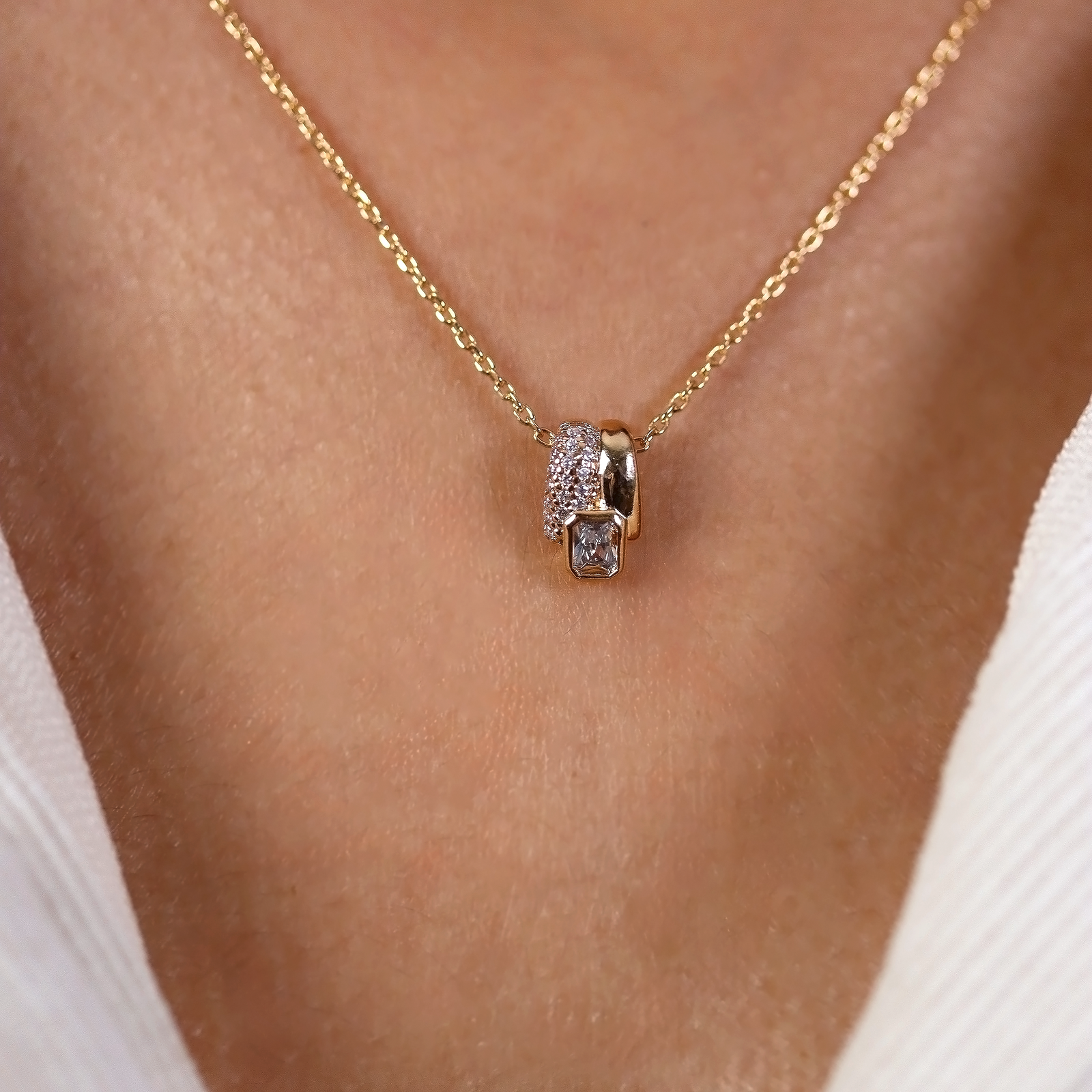 Burren jewellery 18k gold plated Anastasia classical cubic zirconia pendant necklace