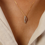 Burren jewellery 18k gold plated Lady Nada classical pendant necklace on model