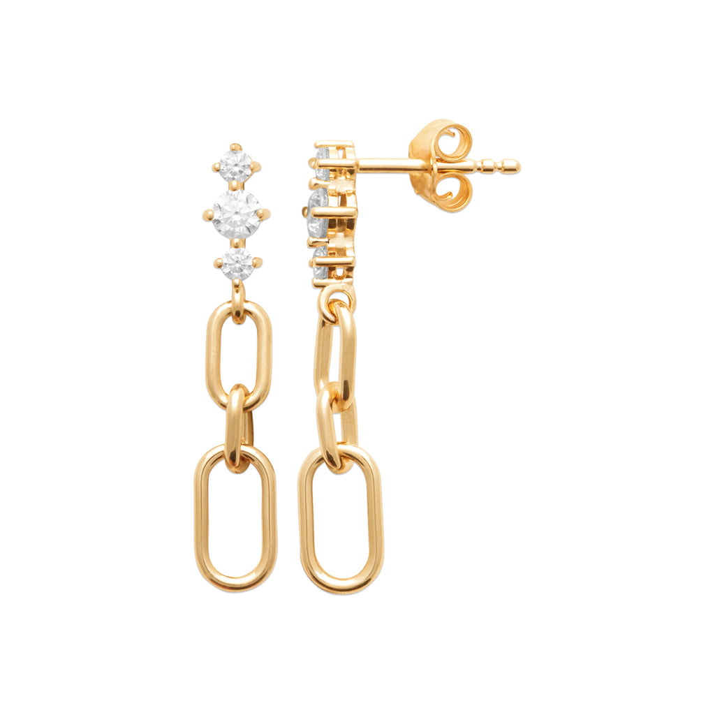 Burren jewellery 18k gold plated Love Letters earrings angle