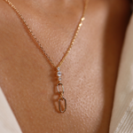 Burren jewellery 18k gold plated Love Letters necklace on model