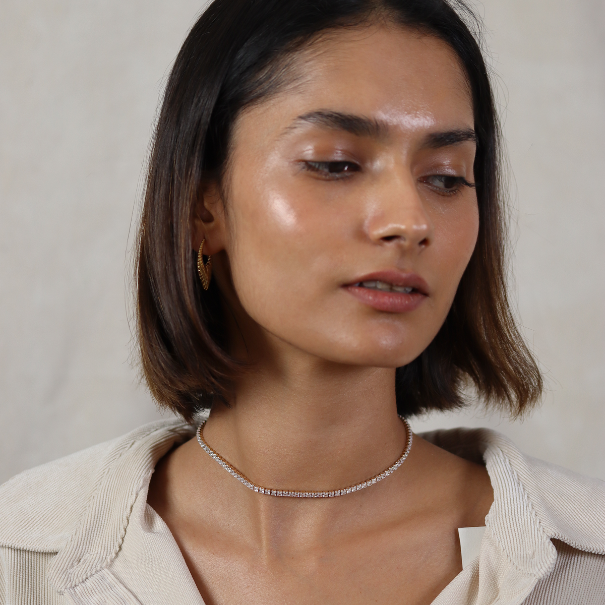 Burren jewellery 18k gold plated Saskia choker necklace portrait
