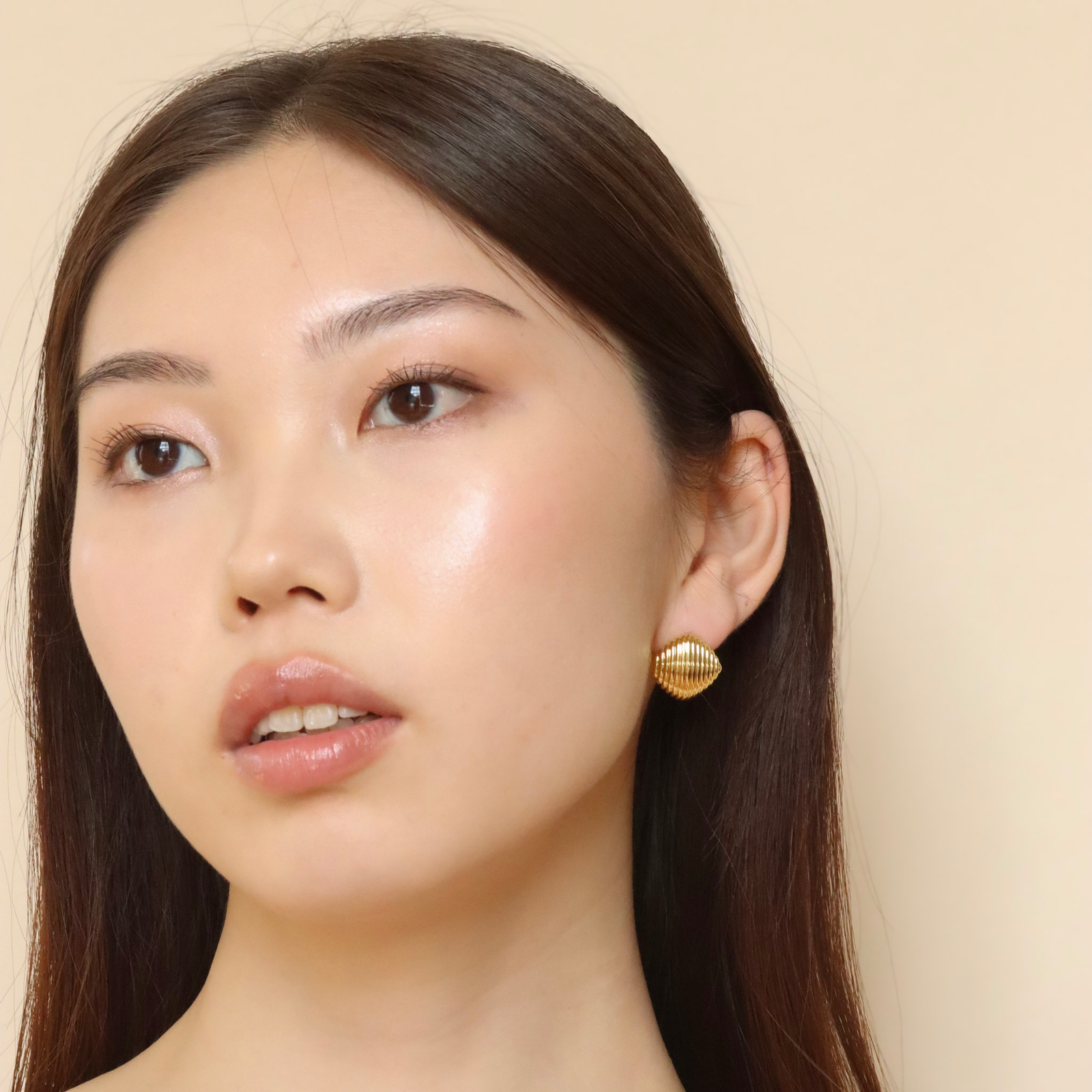 Burren jewellery 18k gold plated Stressed Perfection button dome earrings