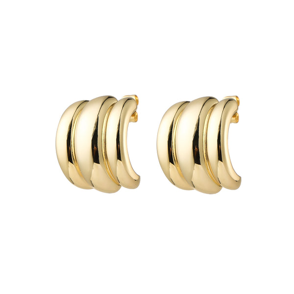 Burren jewellery 18k gold plated Three Times a Charm dome statement earrings