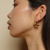 Burren jewellery 18k gold plated Three Times a Charm statement dome earrings model