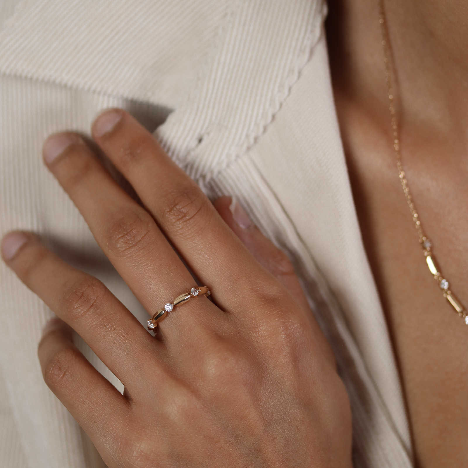 Burren jewellery 18k gold plated Valentina ring angle