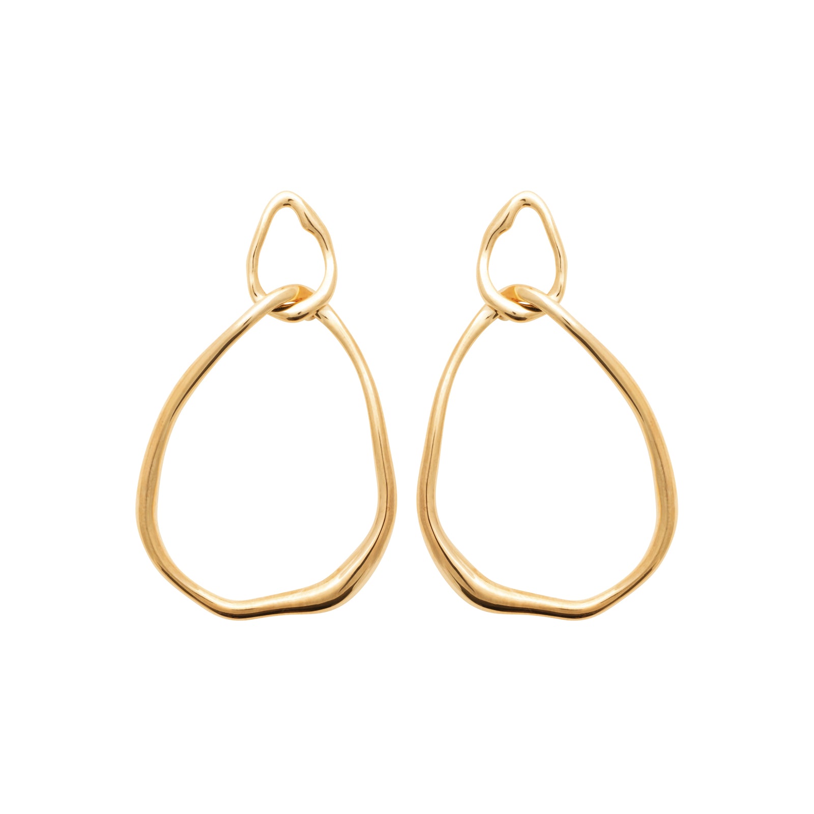 Burren jewellery 18k gold plated abstract reasoning statement textured large hoop earrings