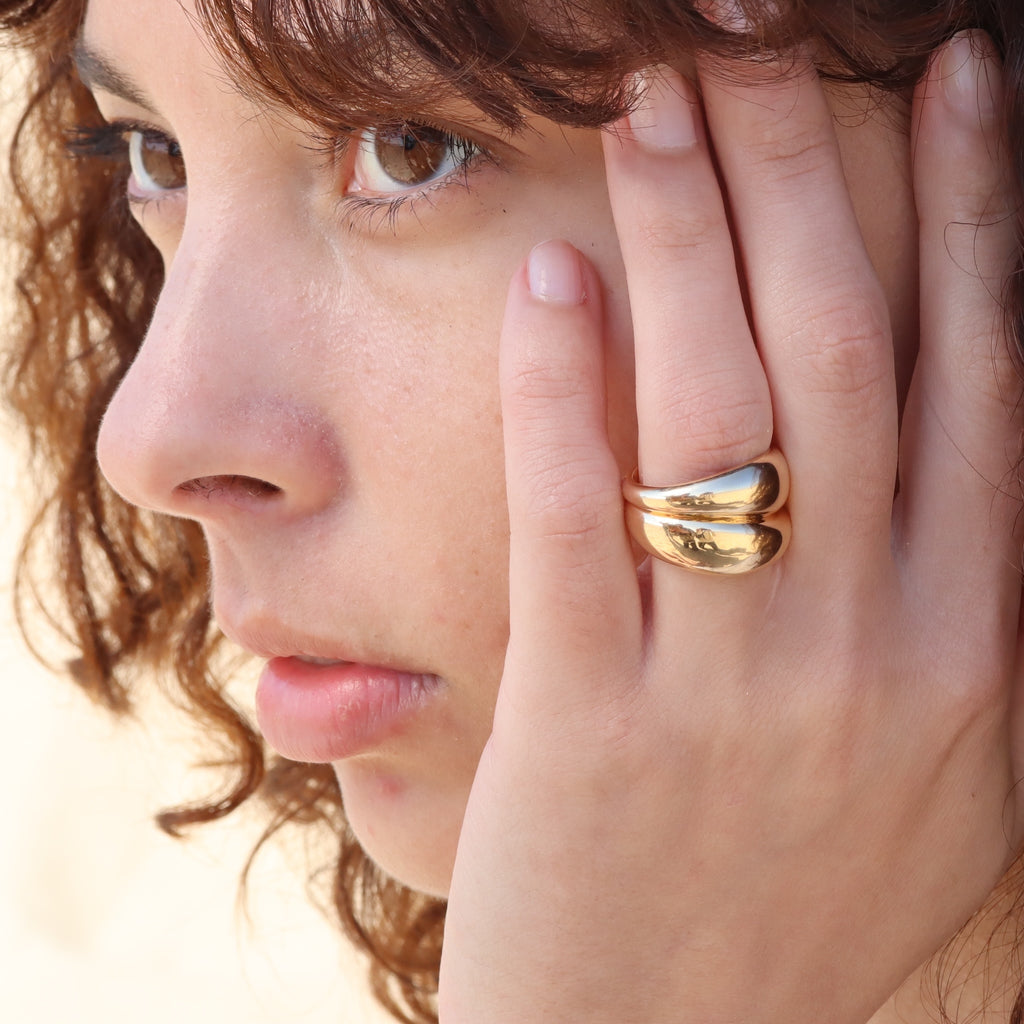 Burren jewellery 18k gold plated angelic statement dome chunky ring model