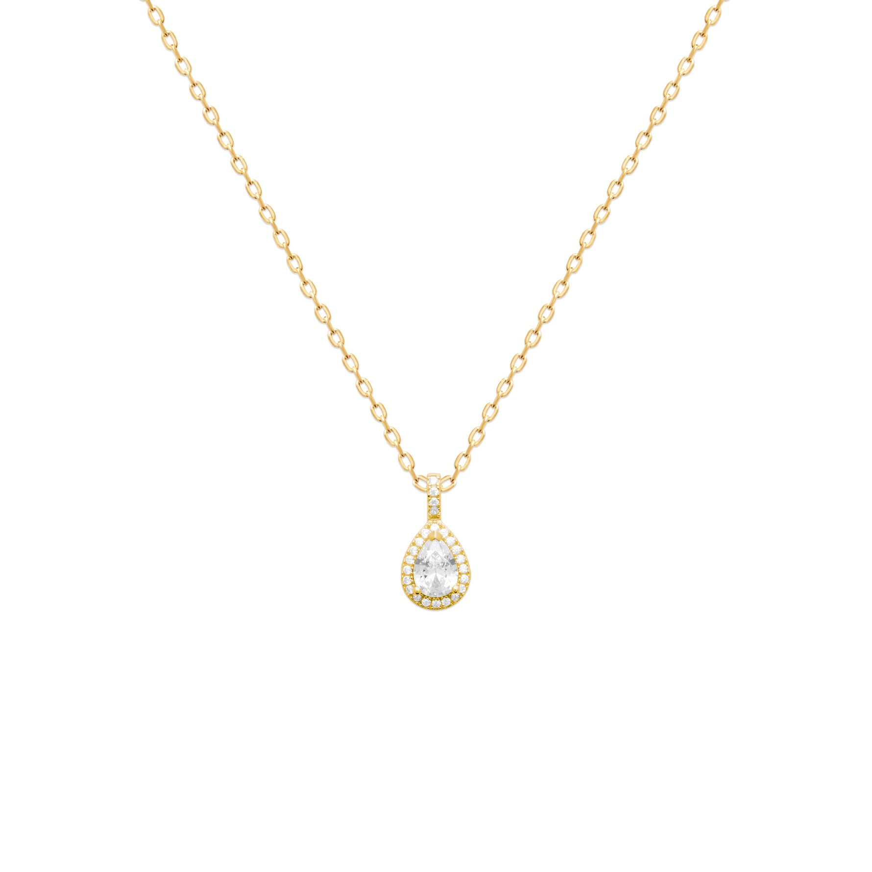 Burren jewellery 18k gold plated blue jeans cz pendant chain