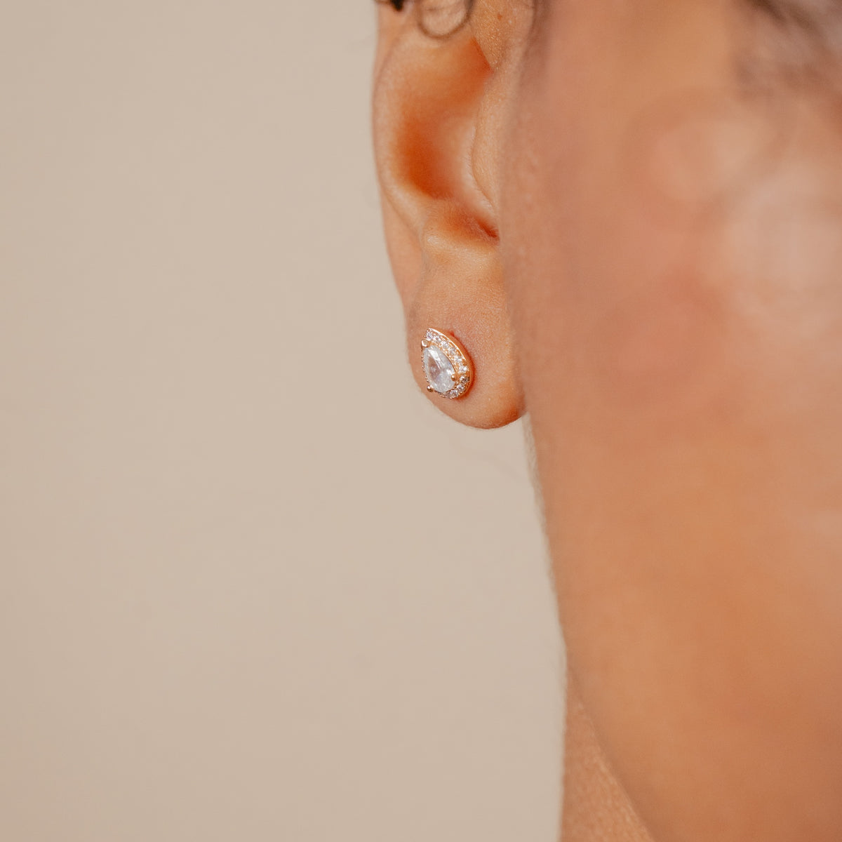 Burren jewellery 18k gold plated blue jeans earrings cz model