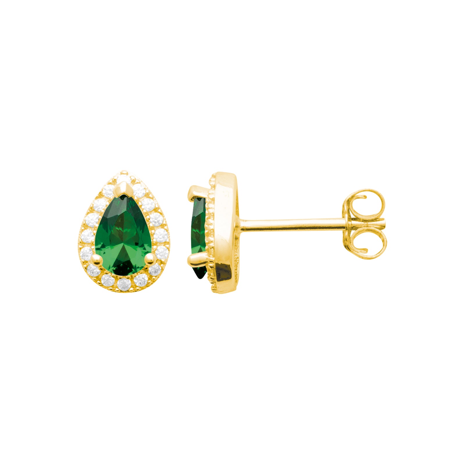 Burren jewellery 18k gold plated blue jeans emerald coloured earring
