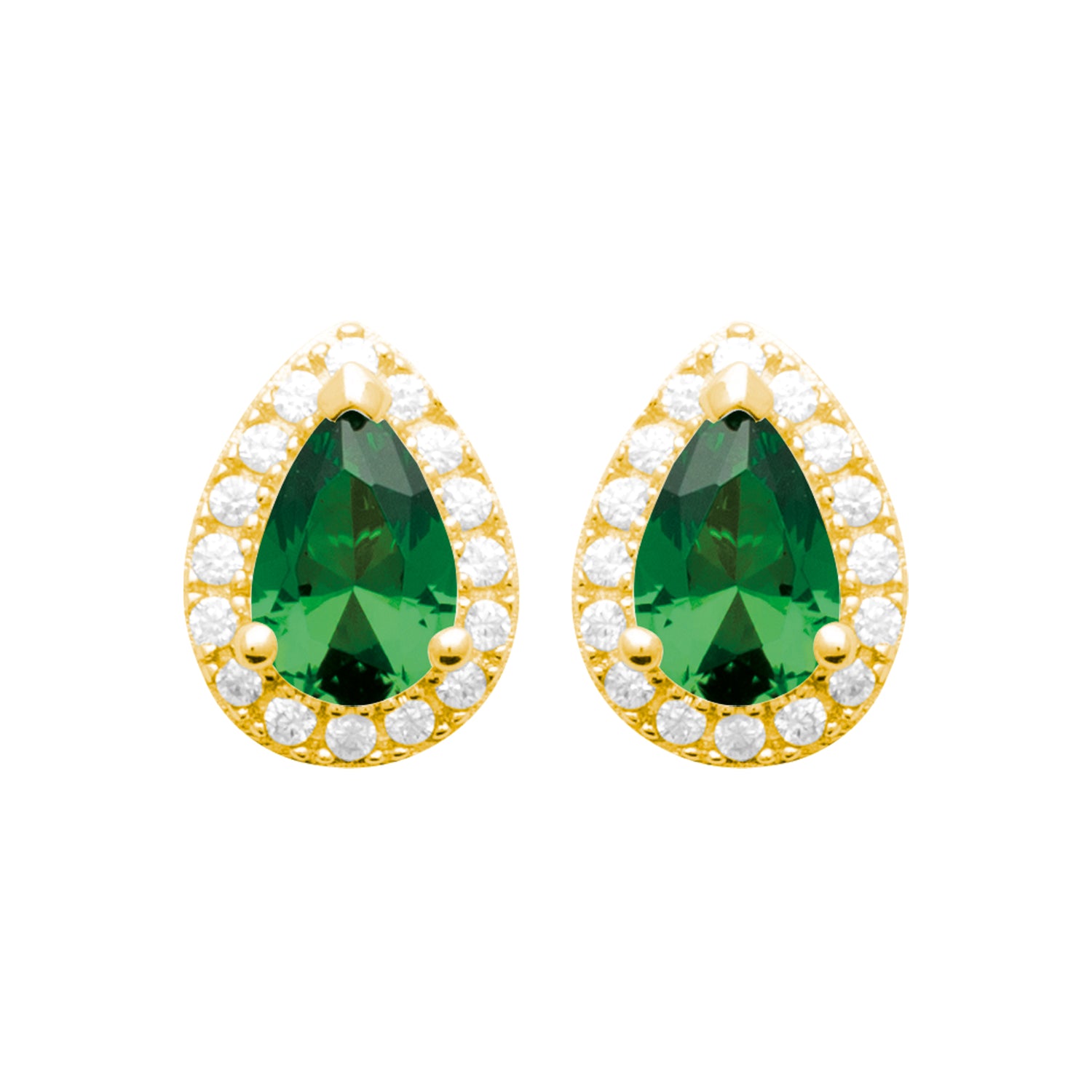 Burren jewellery 18k gold plated blue jeans emerald coloured earring