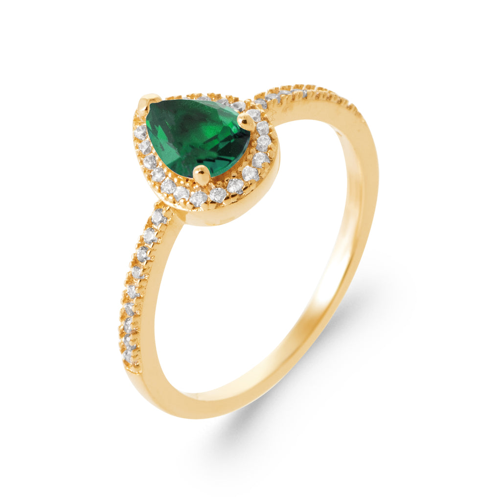 Burren jewellery 18k gold plated blue jeans emerald coloured ring