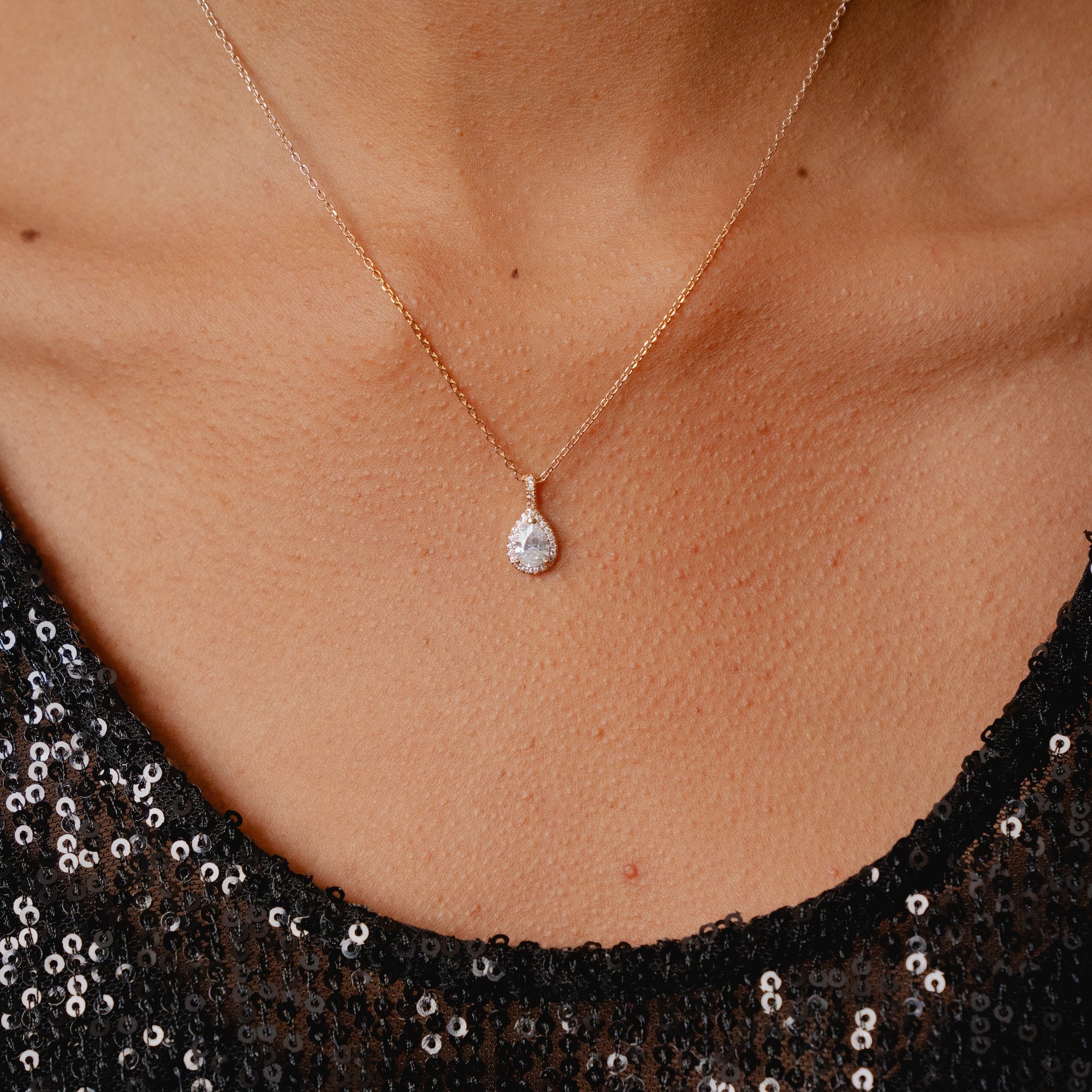 Burren jewellery 18k gold plated blue jeans cz pendant