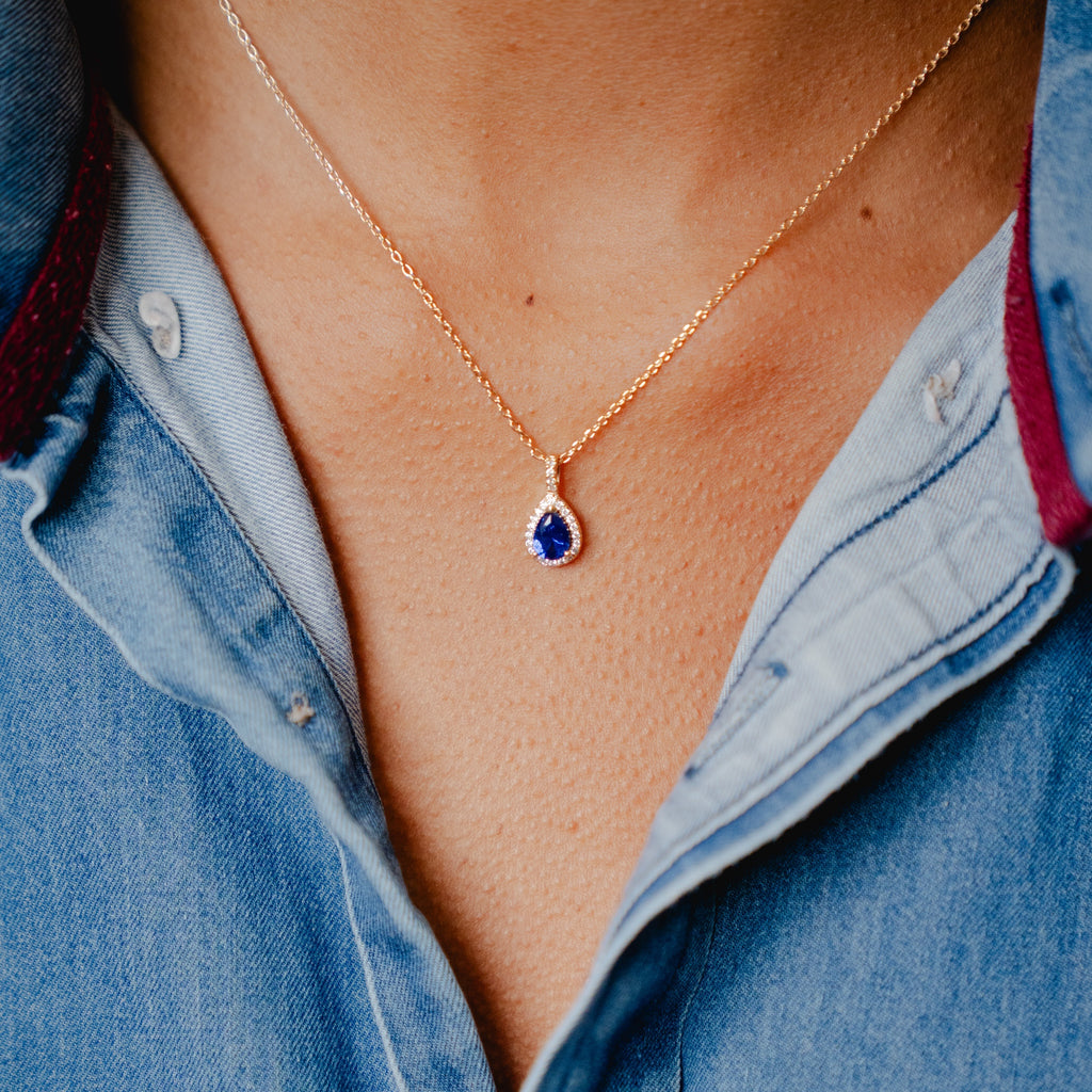 Burren jewellery 18k gold plated blue jeans pendant neck