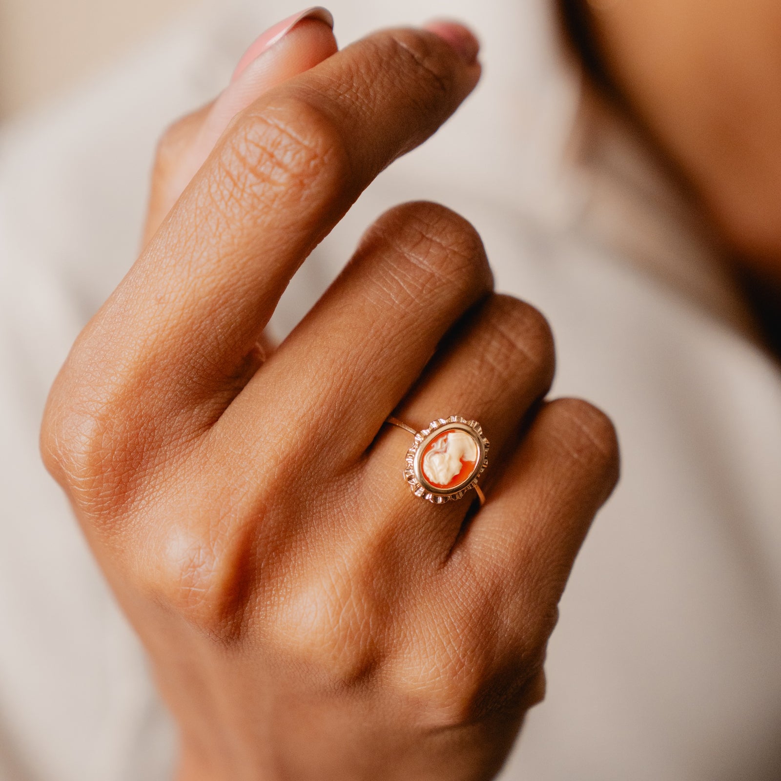 Burren jewellery 18k gold plated cameo role red ring 