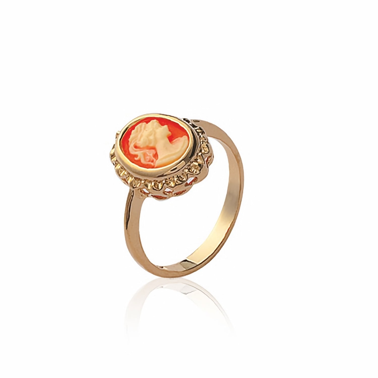 Burren jewellery 18k gold plated cameo role red ring 