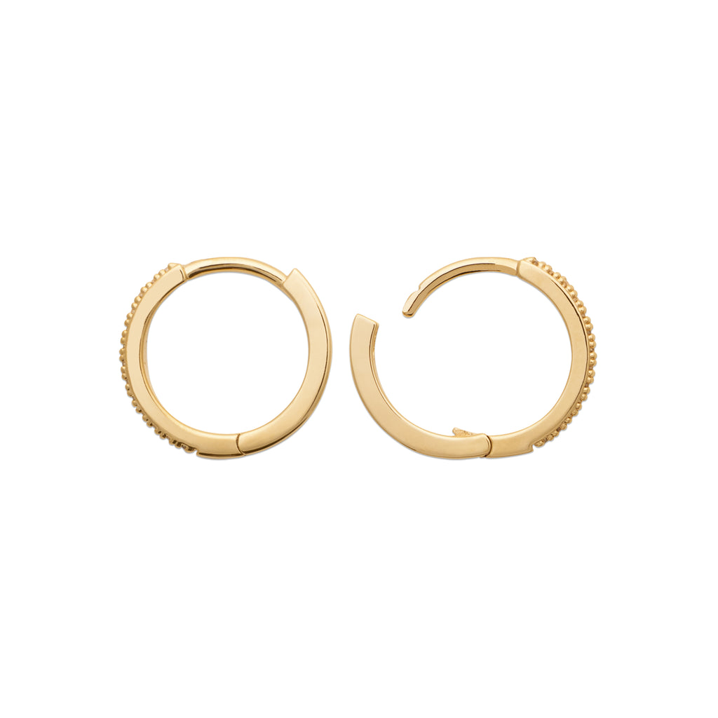 Burren jewellery 18k gold plated dont believe the hype small huggie hoop earrings alt