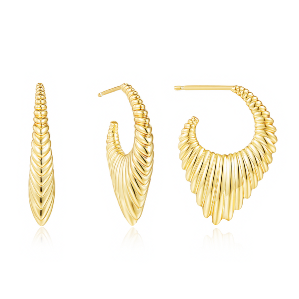 Burren jewellery 18k gold plated fan statement earrings runway