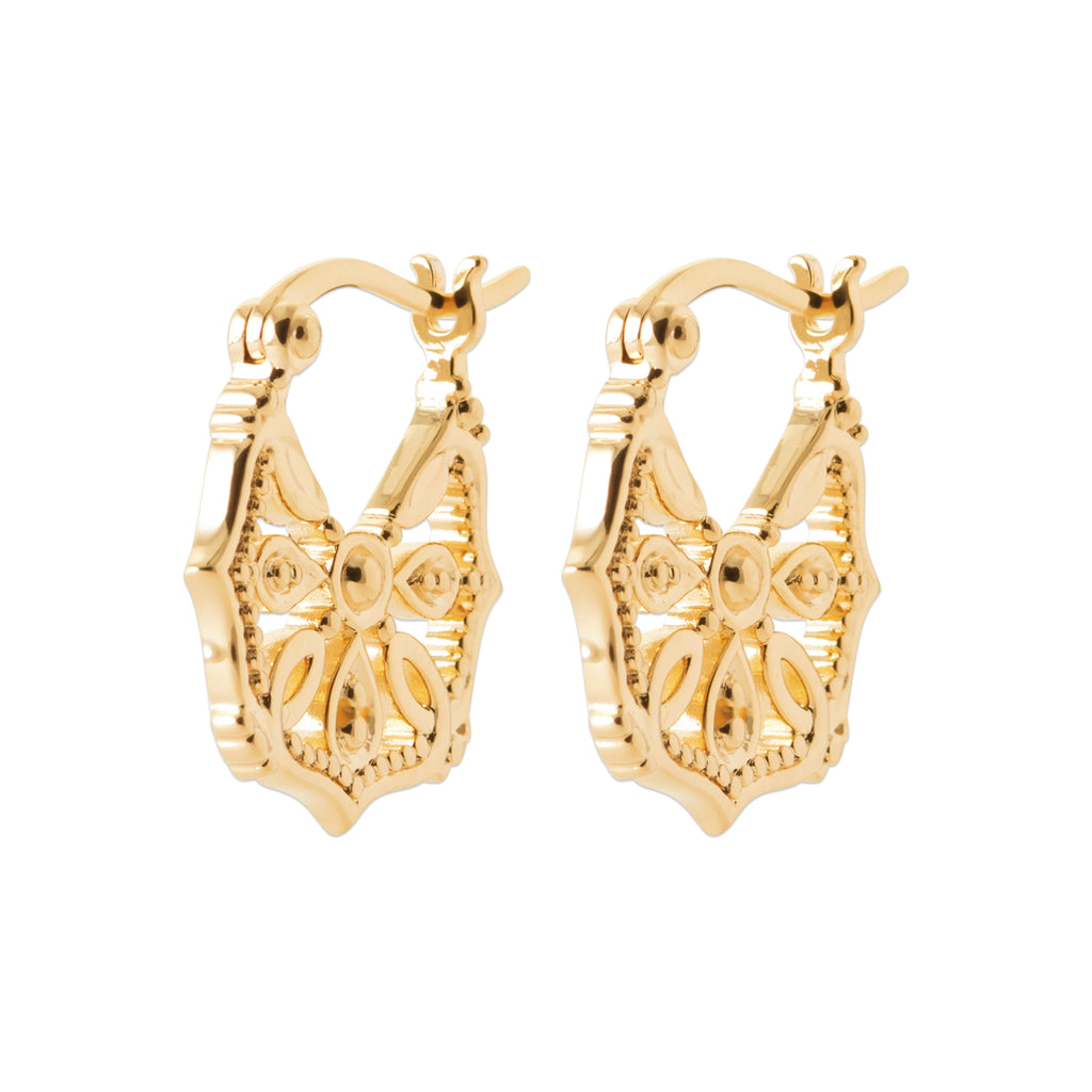 Burren jewellery 18k gold plated fortune cookie earring angle