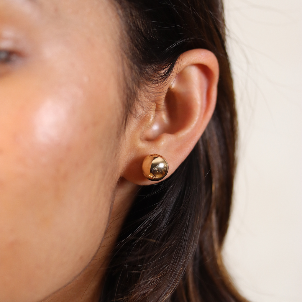 Burren jewellery 18k gold plated genie statement stud earrings model