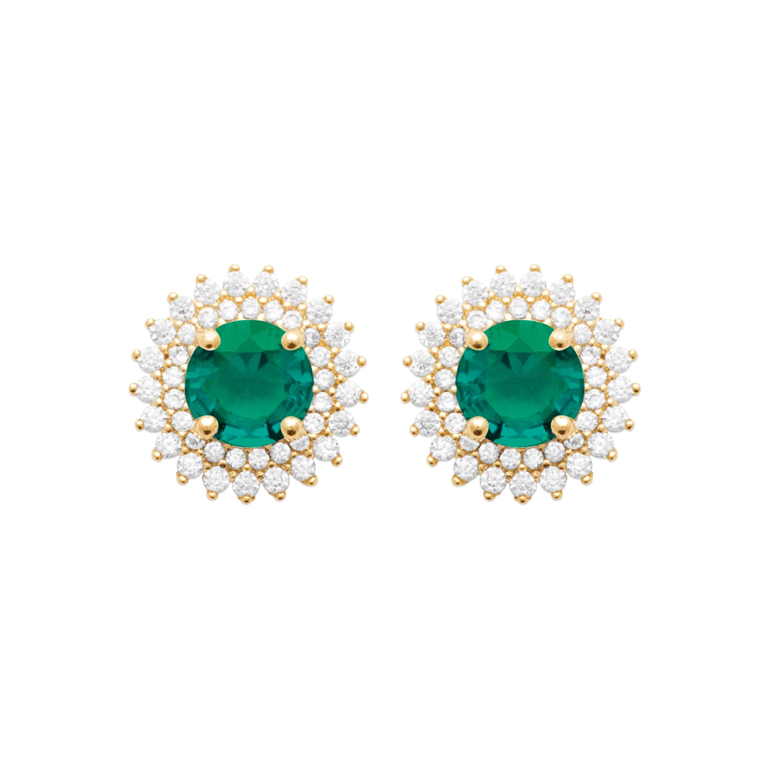 Burren jewellery 18k gold plated madelyn emerald colour earrings front