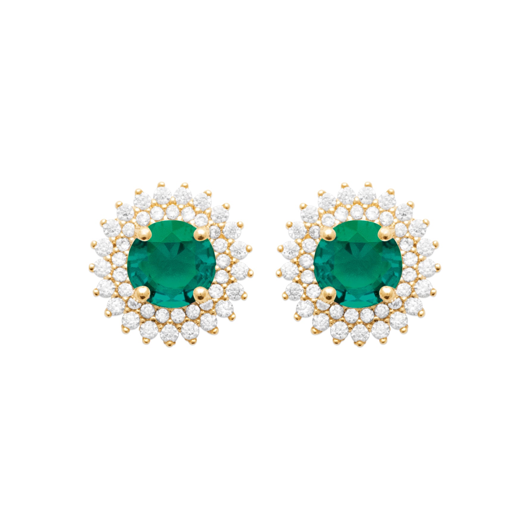 Burren jewellery 18k gold plated madelyn emerald colour earrings front