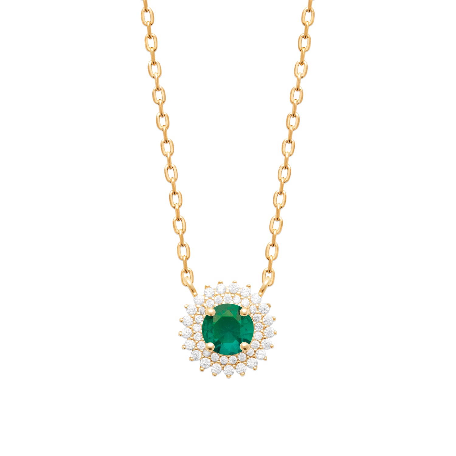 Burren jewellery 18k gold plated madelyn emerald colour necklace