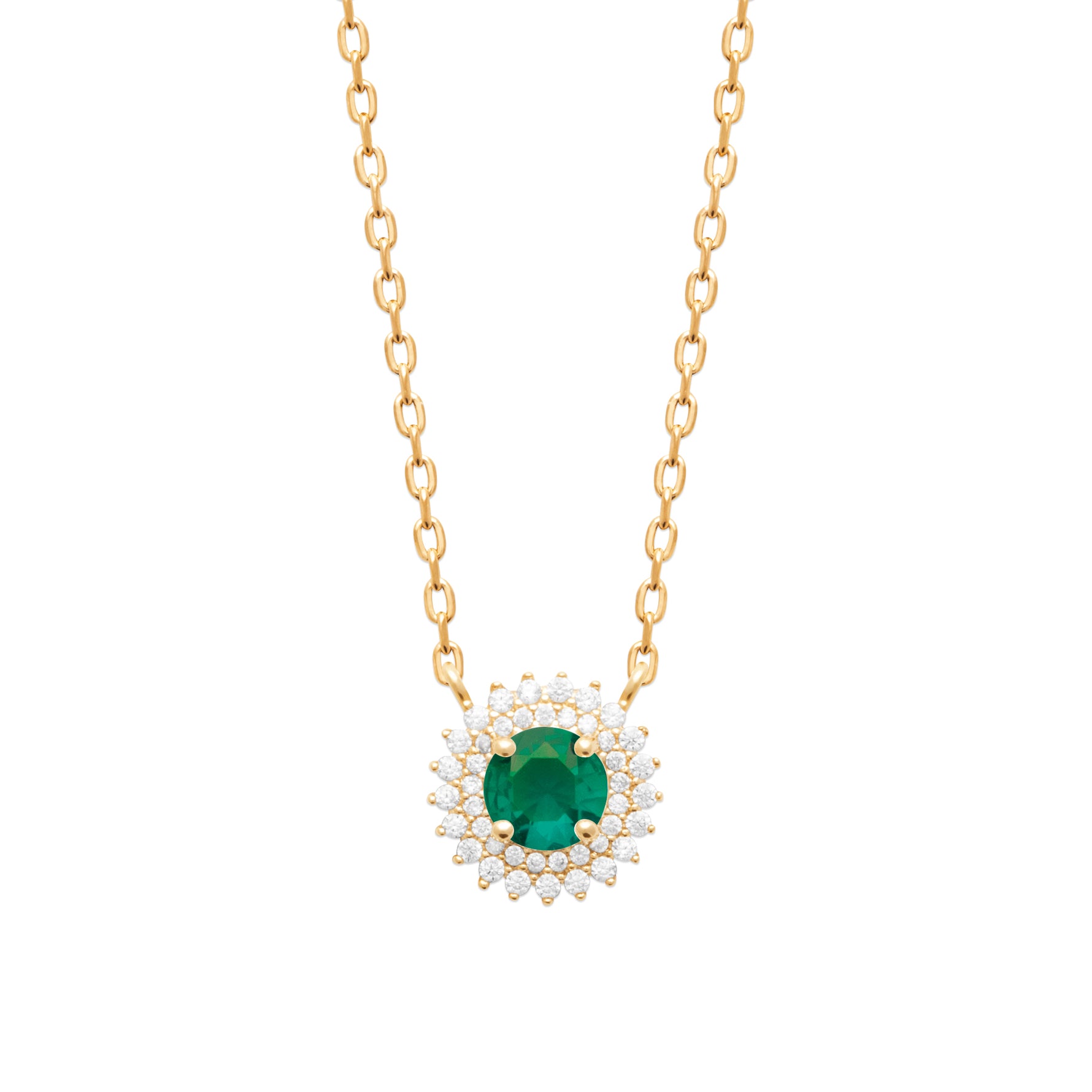 Burren jewellery 18k gold plated madelyn emerald colour necklace