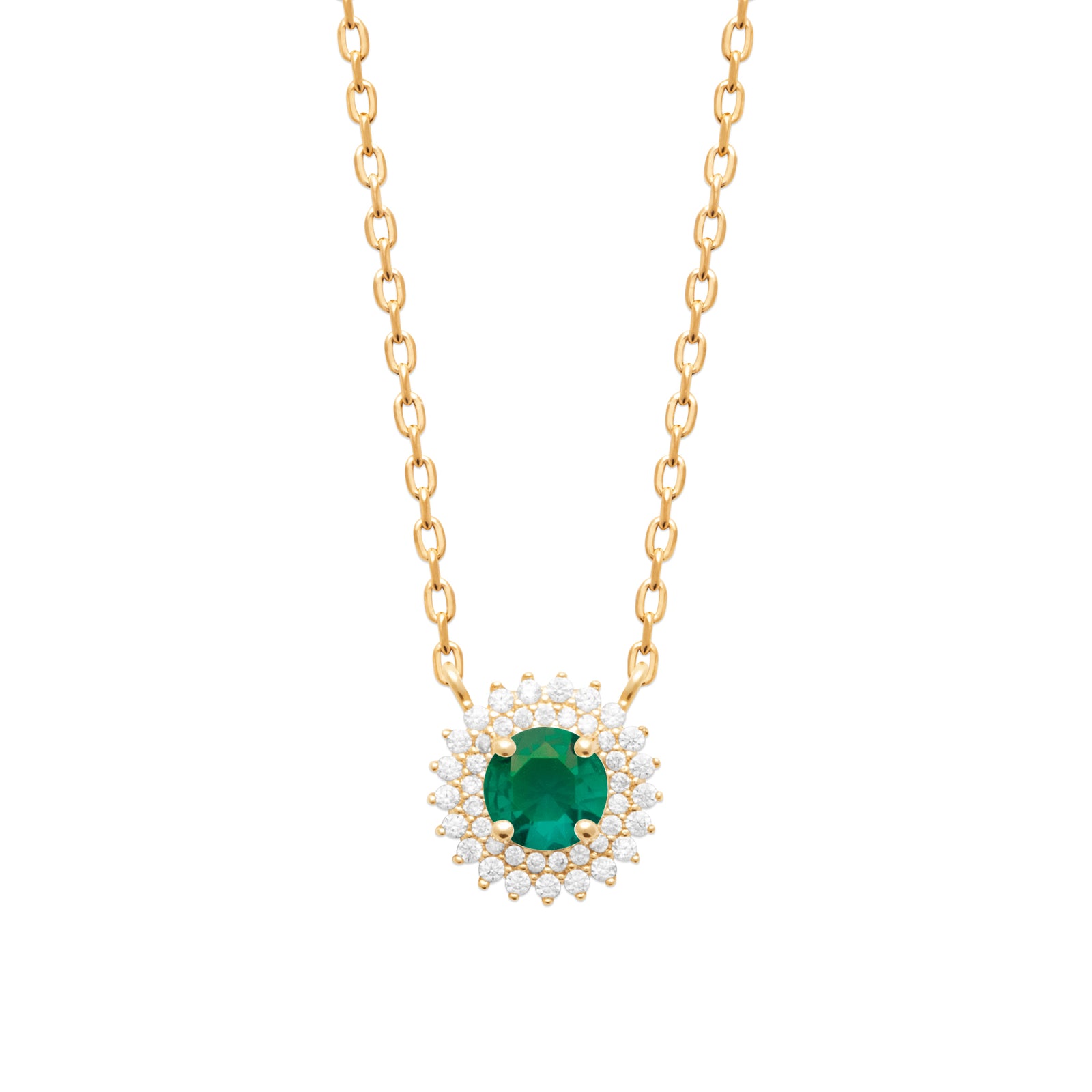 Burren jewellery 18k gold plated madelyn emerald colour necklace