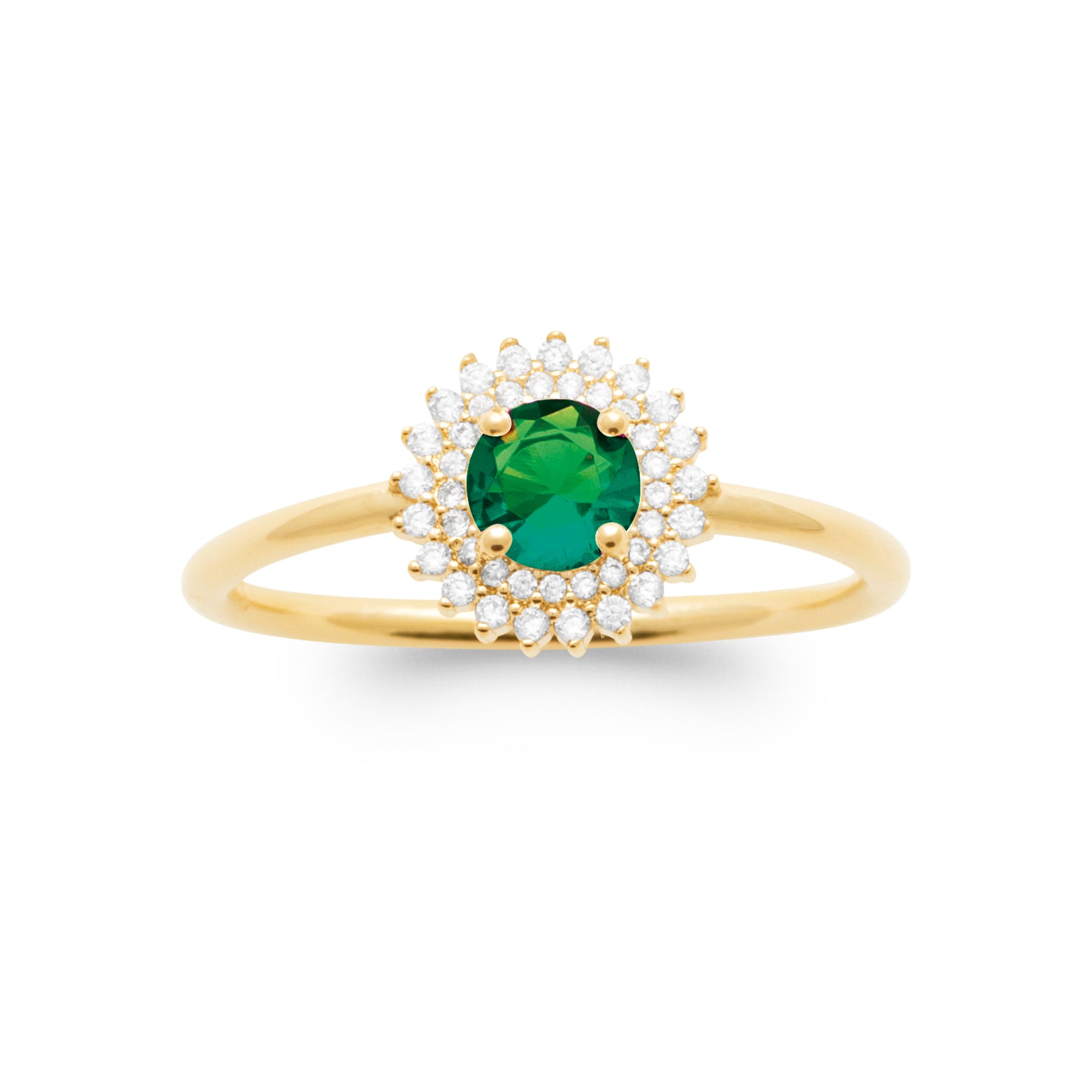 Burren jewellery 18k gold plated madelyn emerald colour ring top