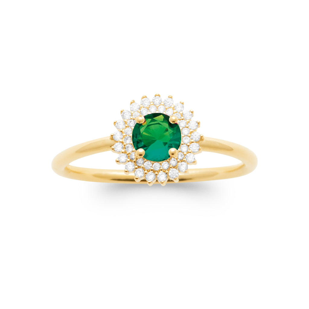 Burren jewellery 18k gold plated madelyn emerald colour ring top