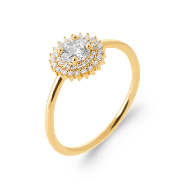 Burren jewellery 18k gold plated madelyn ring cz