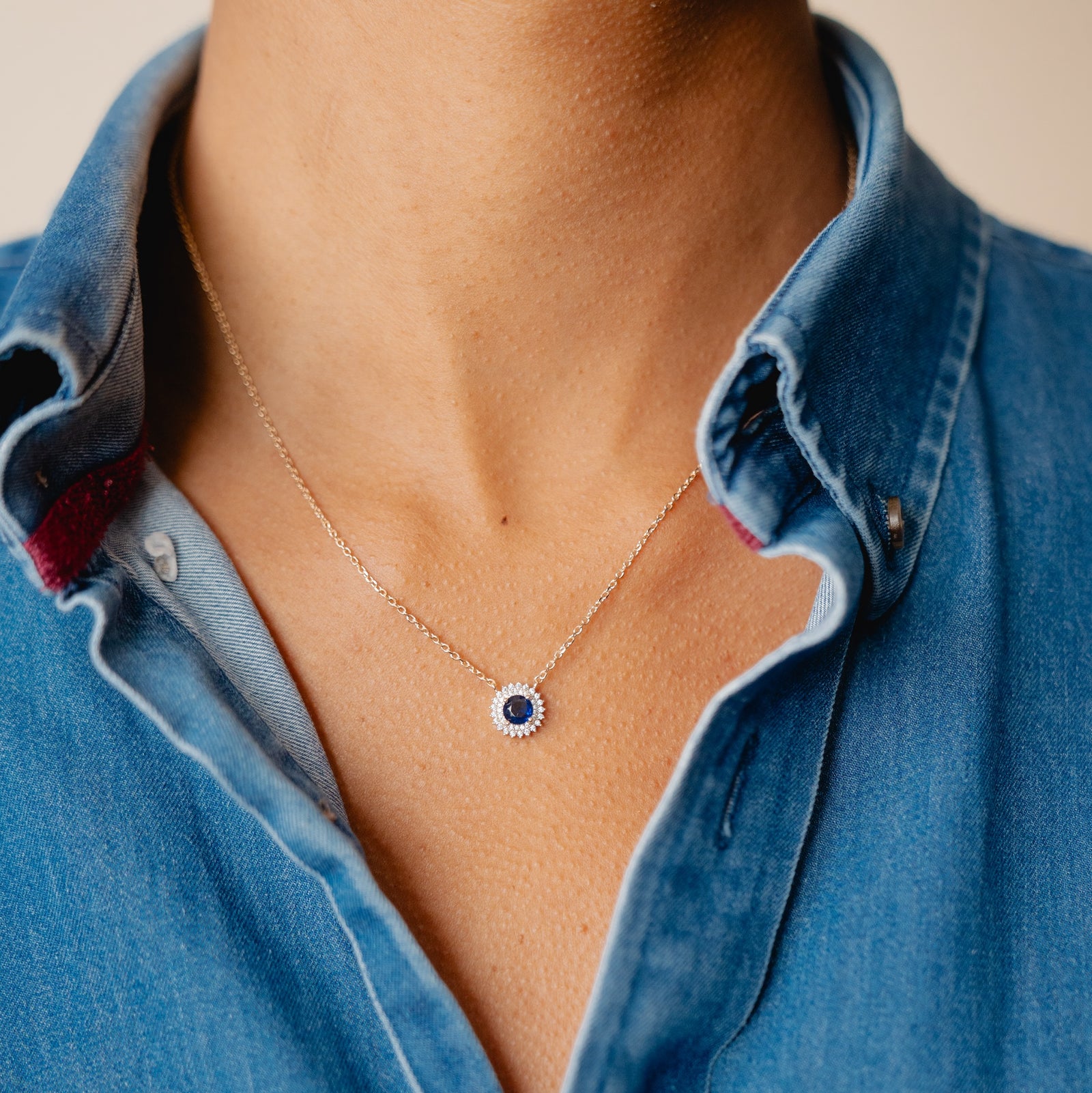 Burren jewellery 18k gold plated madelyn sapphire colour necklace