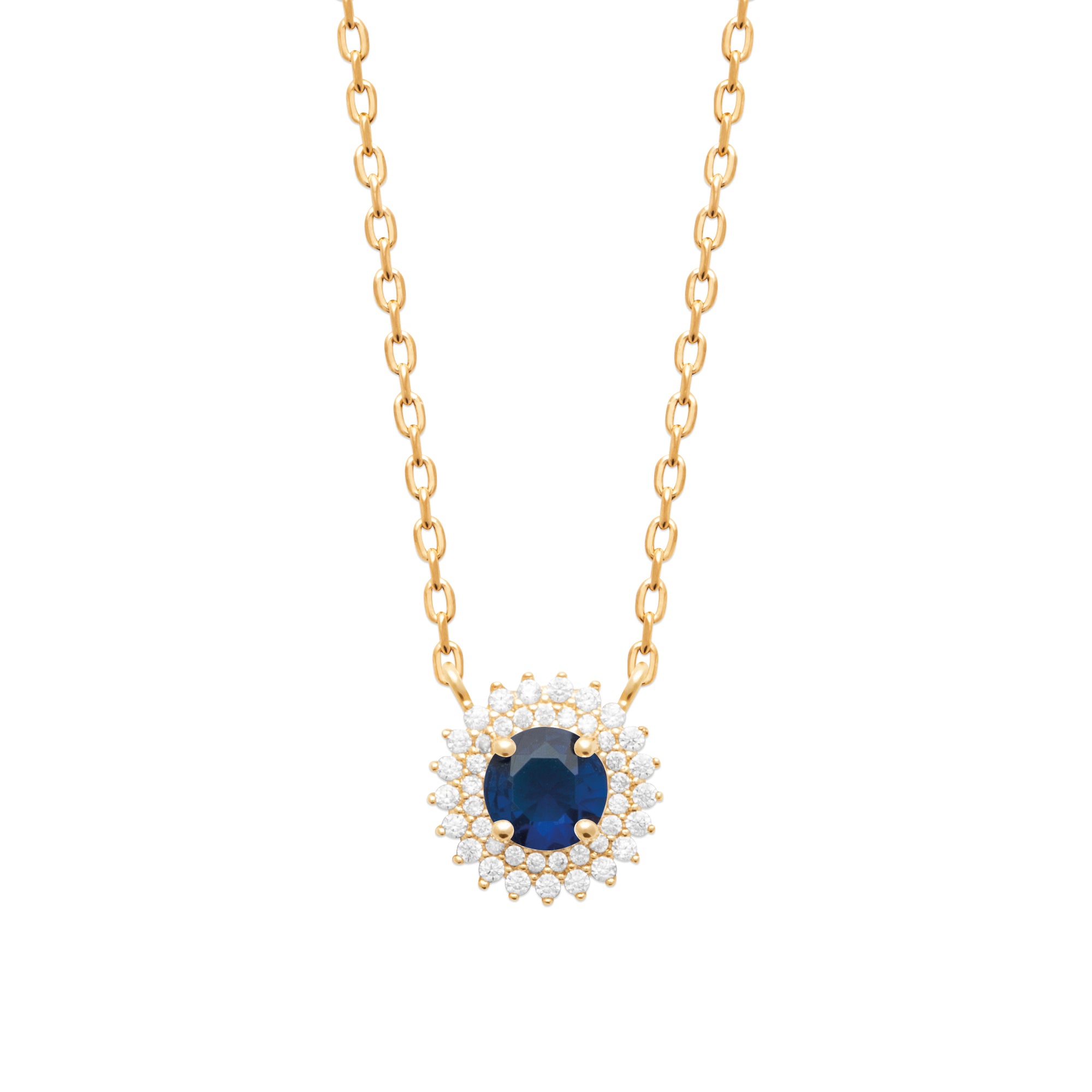 Burren jewellery 18k gold plated madelyn sapphire colour necklace