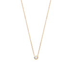 18K gold plate ‘Round About Midnight’ Necklace with centre Cubic Zircon stone in rub over setting