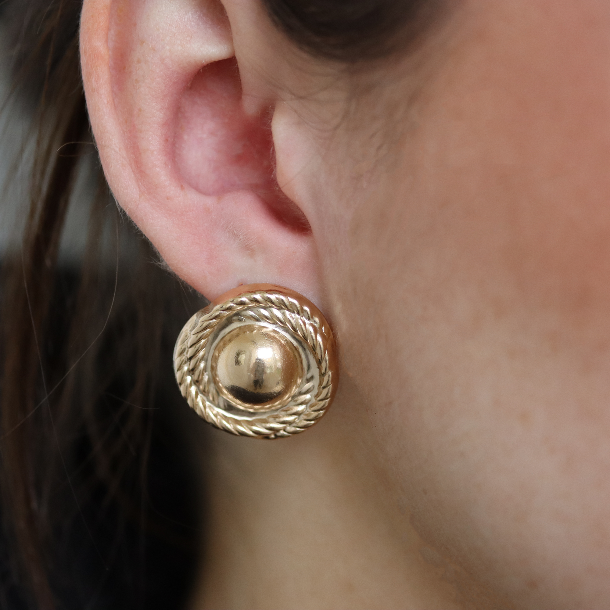 burren jewellery 18k gold plated button shaped earrings