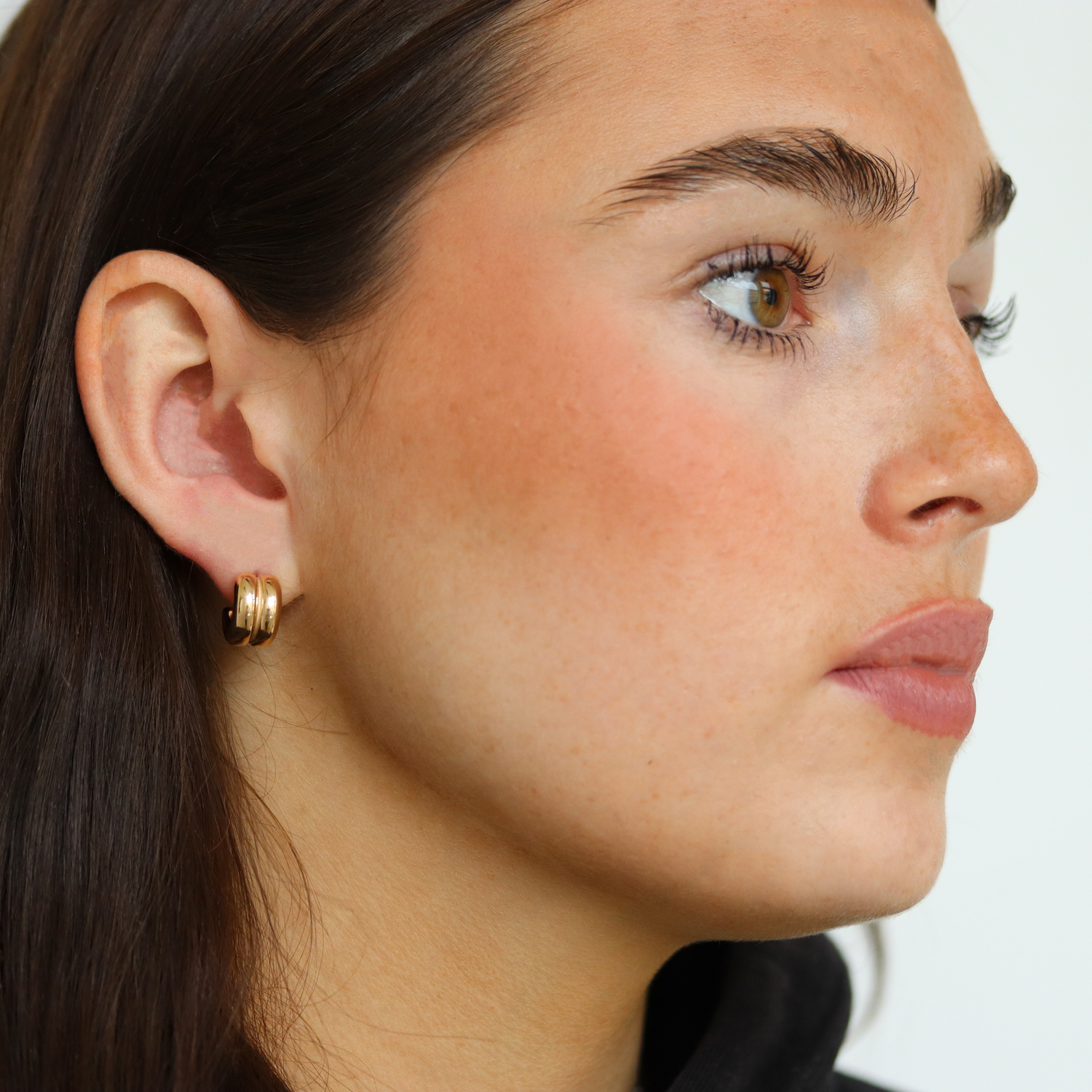 Burren jewellery 18k gold plated two ridged hooped earrings
