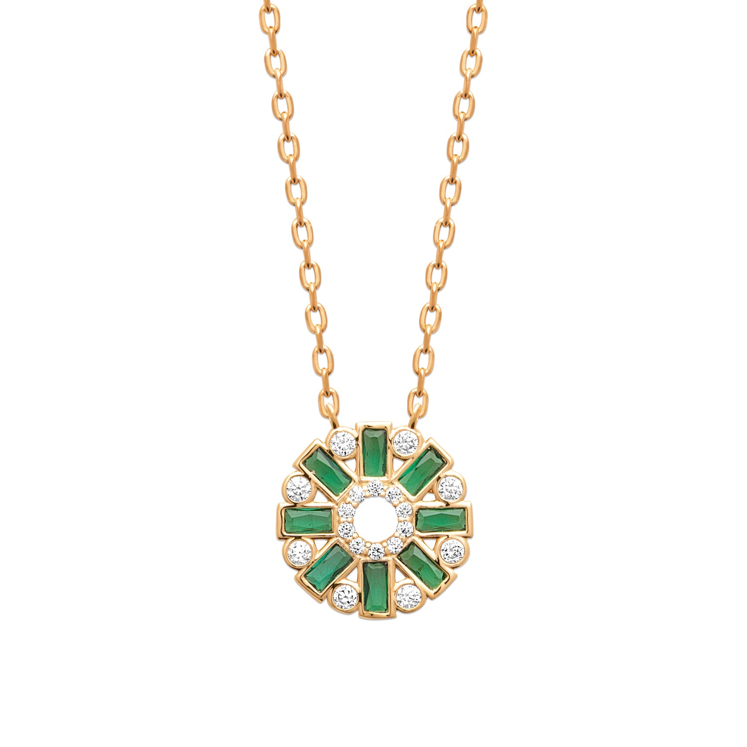 Lucky Lady Emerald-Coloured & Clear Cubic Zirconia Pendant Necklace
