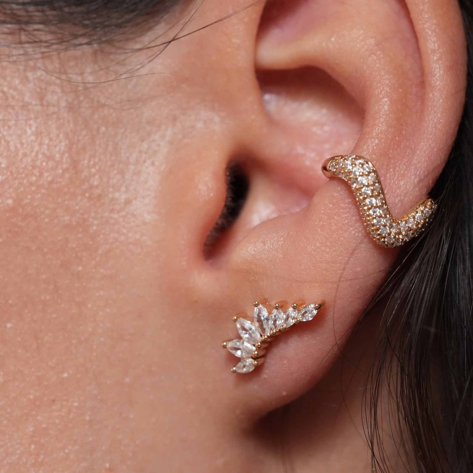 Burren jewellery gold creeper earrings