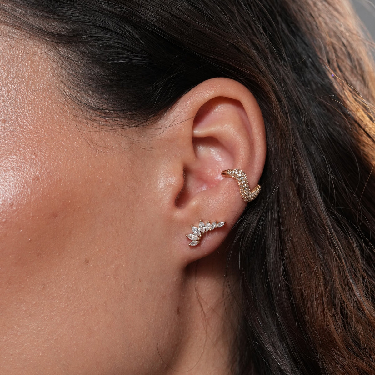 Burren jewellery gold creeper earrings