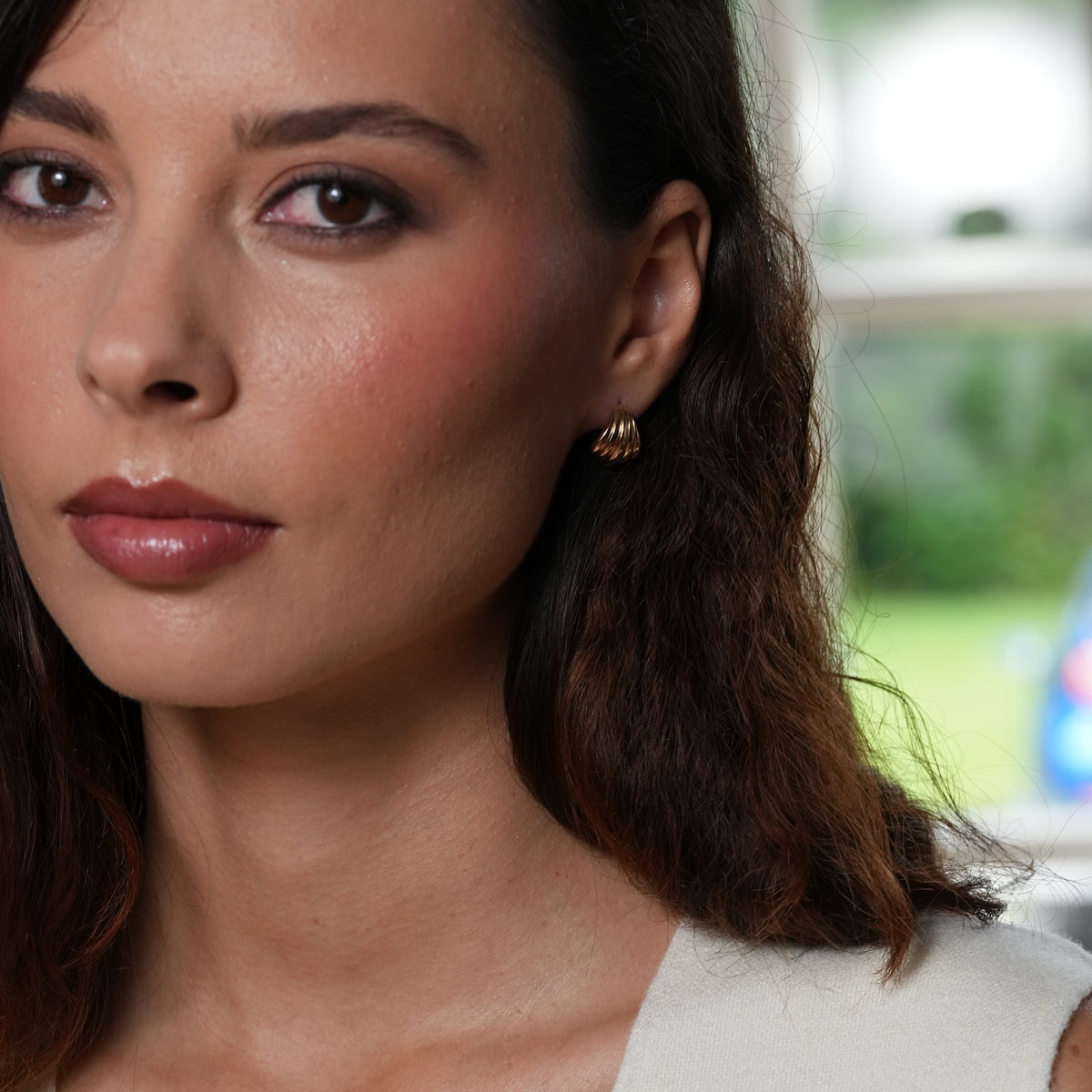 Burren jewellery gold dramatic everyday earrings