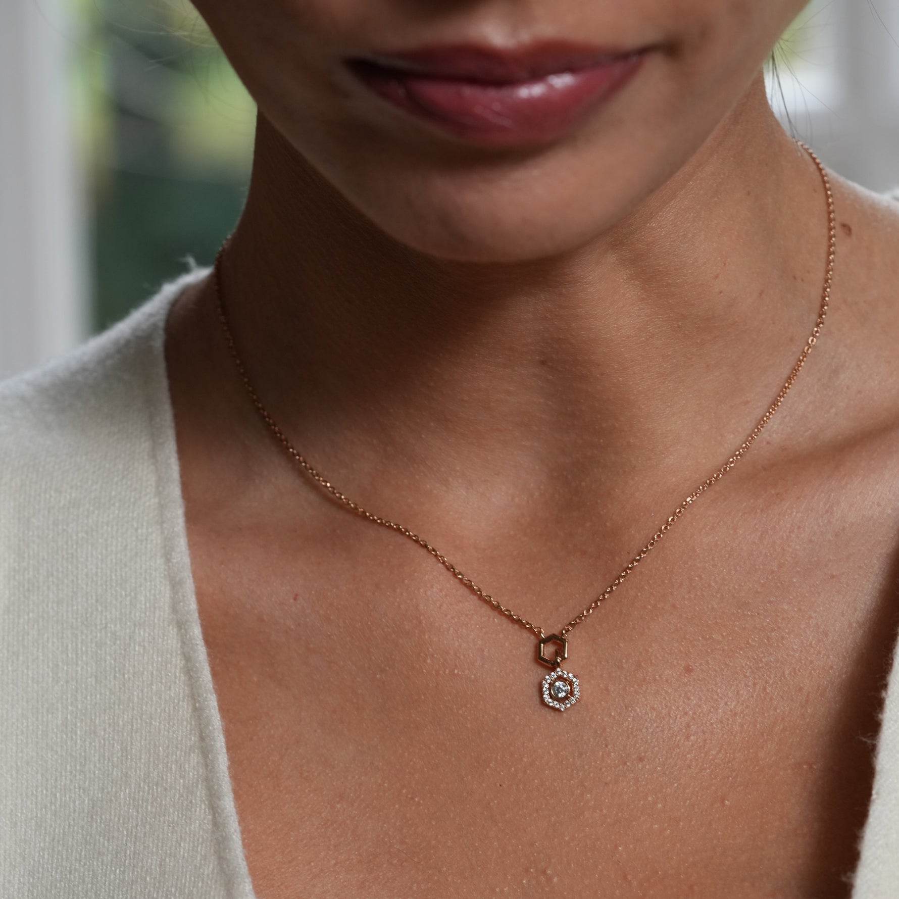 Burren jewellery gold hexagon fashion necklace