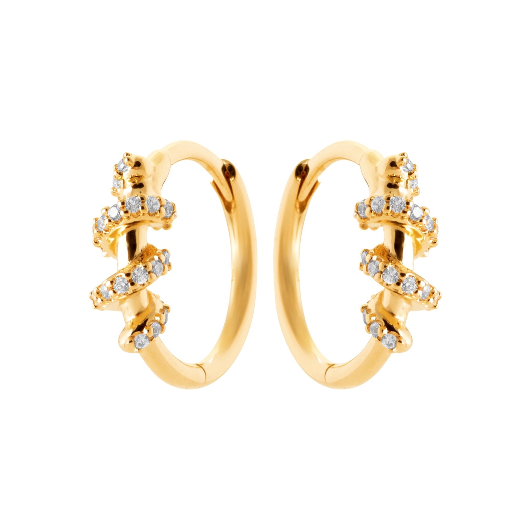 Burren jewellery gold huggie everyday earrings