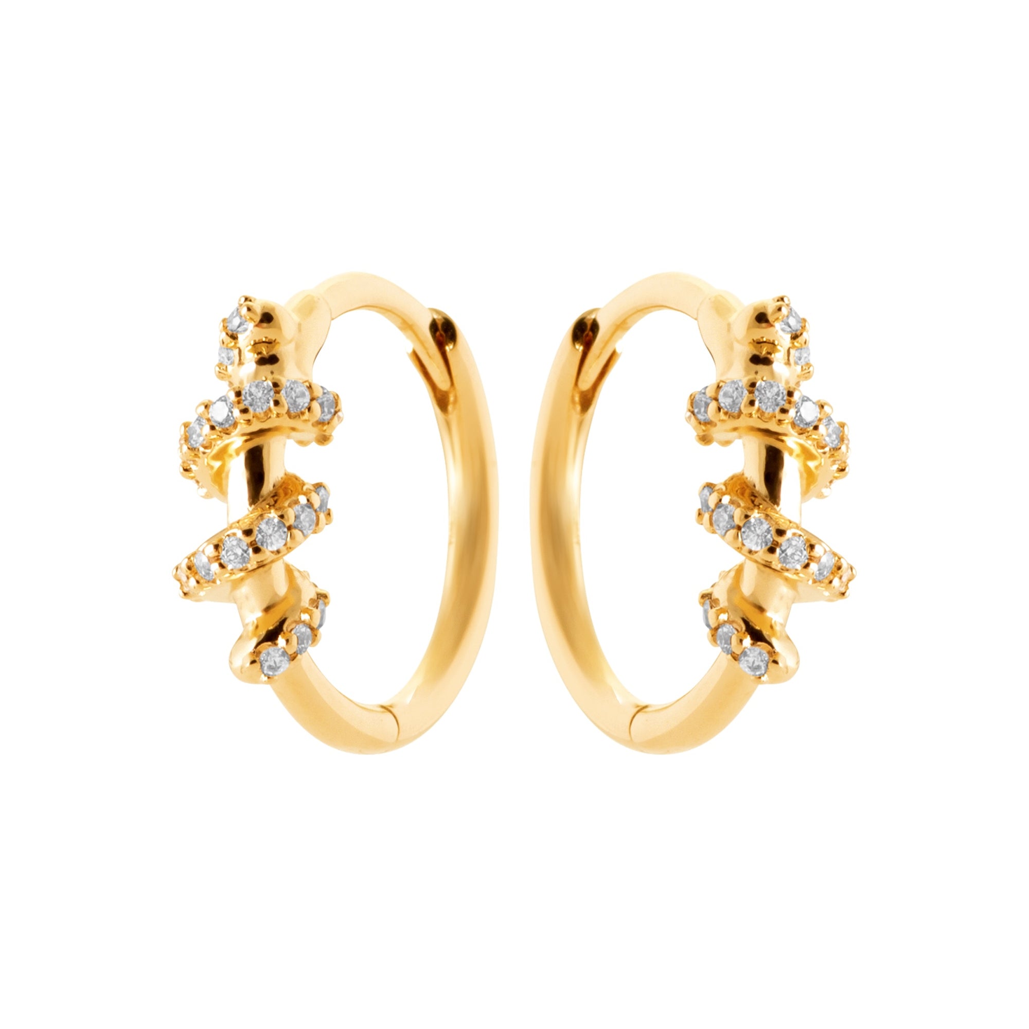Burren jewellery gold huggie everyday earrings