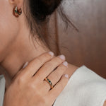 Burren jewellery gold huggie hoop with stone earrings