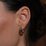 Burren jewellery gold huggie hoop with stone earrings