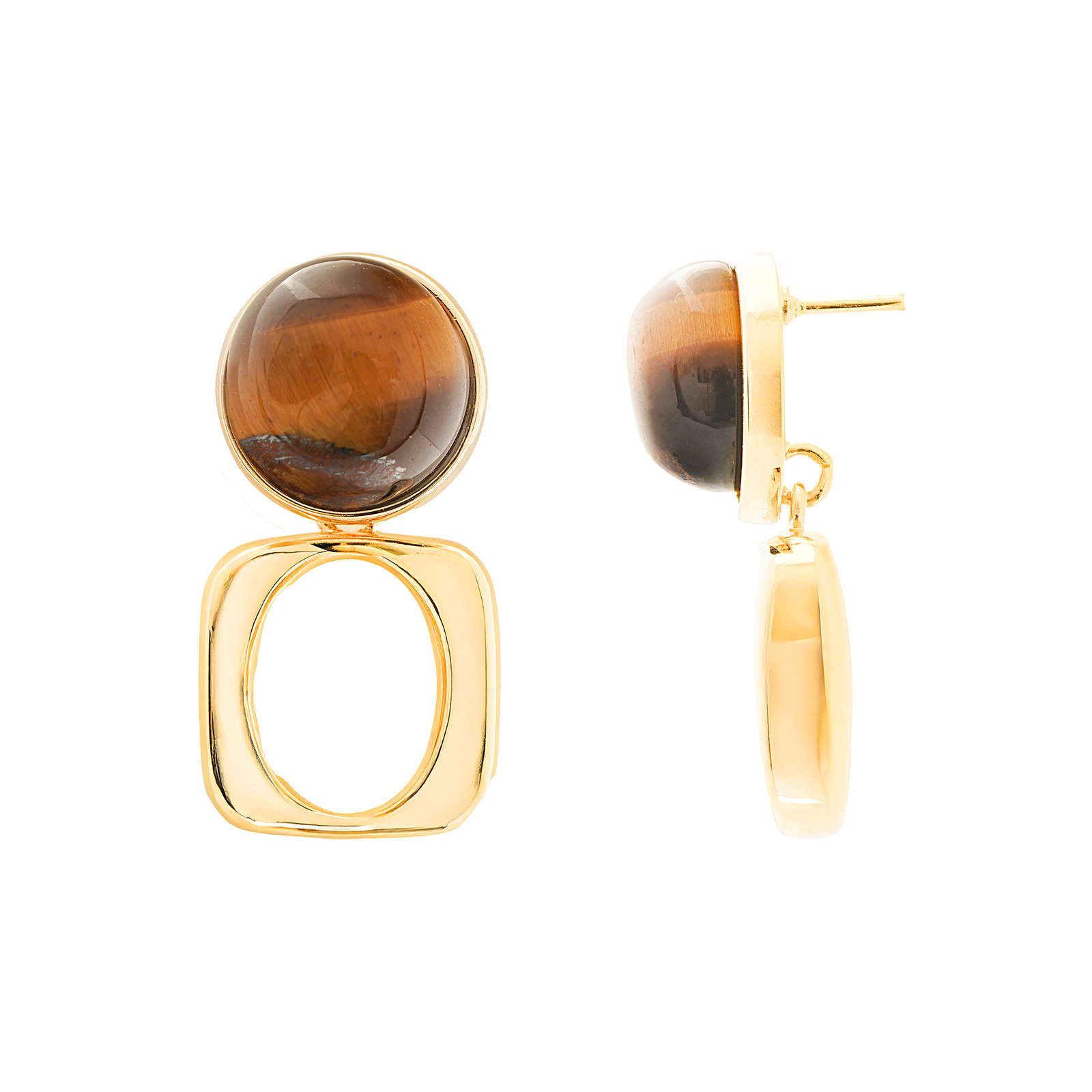 Burren jewellery gold plated tigers eye earrings