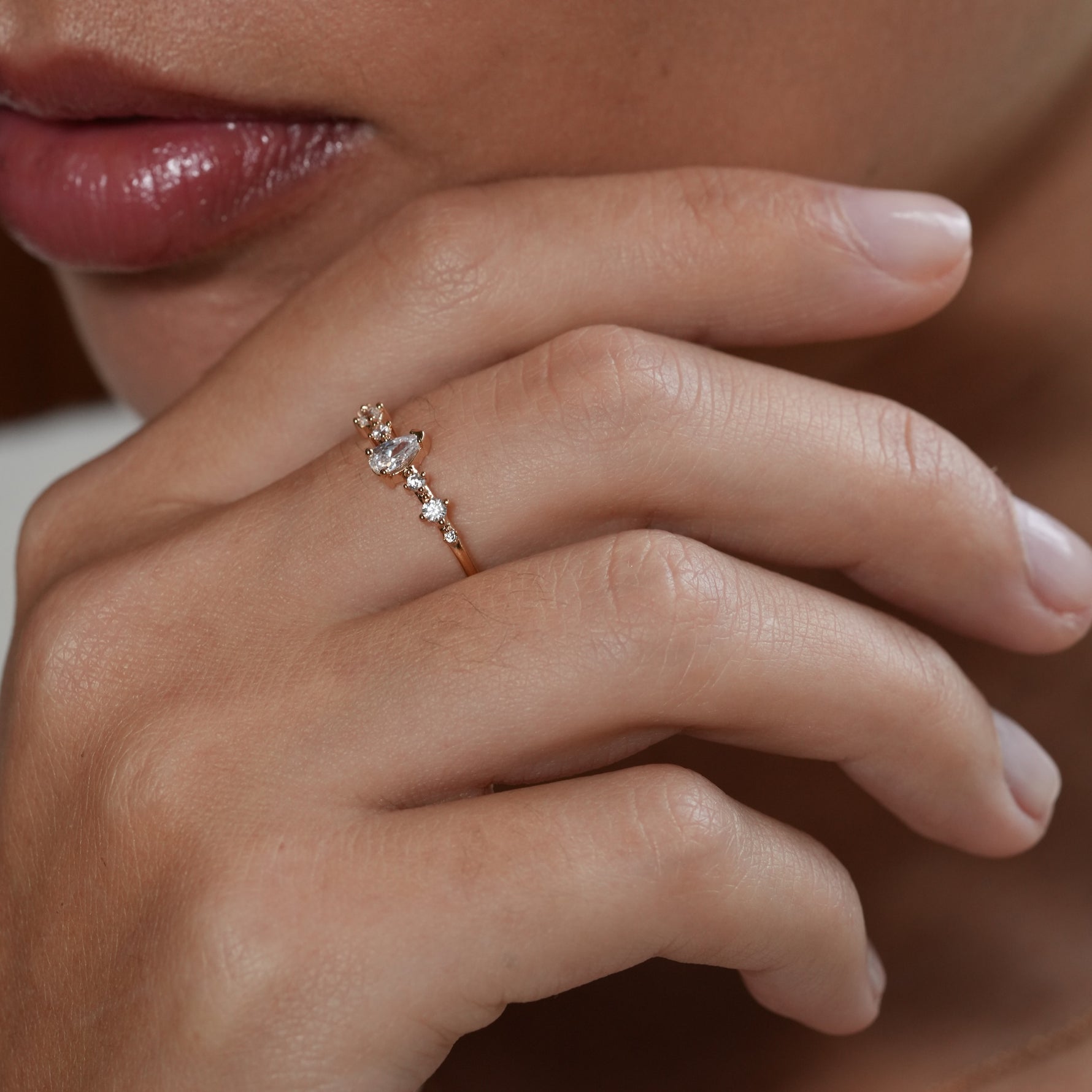 Burren jewellery gold stacking ring hand